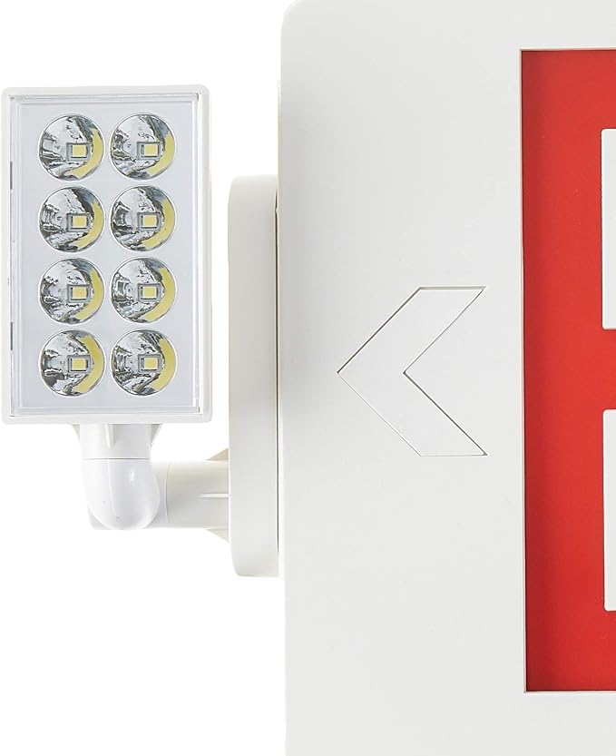 Gruenlich Exit Sign with Emergency Light, Double Face, Battery Backup | Hardwired LED Combo Exit Light for Bussiness, Two Bright and Adjustable Heads, Red, UL 924 and CEC, 120-277 Voltage, 4 Pack
