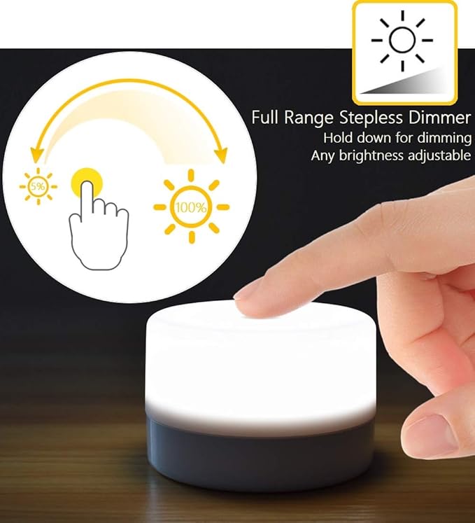 RTSU Dimmable Touch Night Light, Rechargeable Tap Lamp for Nursery | LED nursing light for breastfeeding, baby nursery, newborn care. USB rechargeable, wireless, stepless dimming
