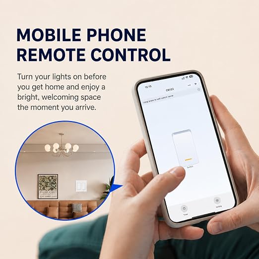 Smart Switch for Light 2 Gang, Neutral Wire Required, 2.4GHz Wi-Fi Switch Compatible with Alexa and Google Home, UL Certified