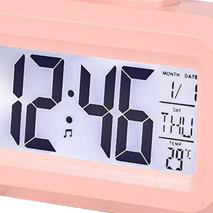 Cartoon Desktop Electronic LED Clock Cute Alarm Temperature (Pink Piggy)