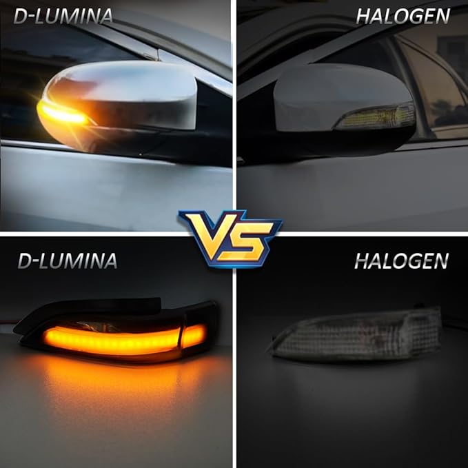 D-Lumina Sequential LED Side Mirror Turn Signal Lights Smoked Lens for Toyo-ta Corolla Camry Avalon Prius C Auris Yaris Verso Vios Scion iM, Dynamic Indicator Strip Blinker Mirror Marker Light