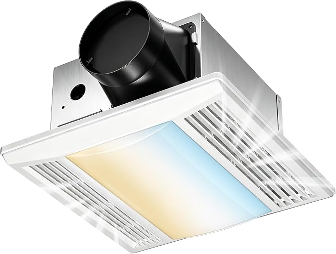 Amico Bathroom Exhaust Fan with LED Light, 110 CFM, 1.0 Sones, 5CCT, 90 CRI | 1000LM, Ceiling Mount Shower Ventilation Fan, No Attic Access Needed, 4 Inch Duct, 9.4'' x 9.4'' Ceiling Opening, ETL & FCC