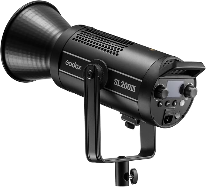 Godox SL200III 215W Daylight LED Video Light – 95600 Lux@1M 5600K, CRI 96+ 8 FX Effects, Silent Mode, App Control High-Power Bowens Mount Studio LED Light for Filming & Video Recording