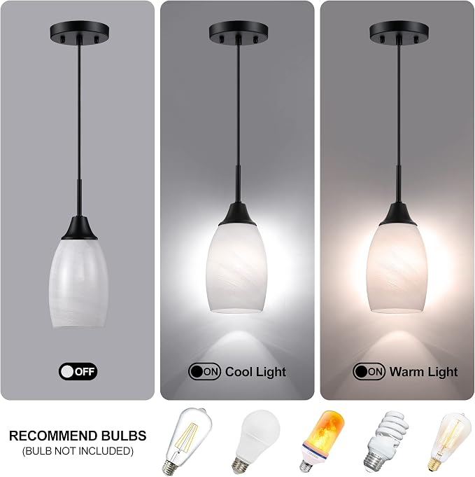 Viinew Mini Glass Pendant Light,3-Pack White Oval Glass Hanging Light | Handblown White Oval Glass Lamp Ceiling,Art Glass Hanging Light,4.72" Small Chandelier for Dining Room Kitchen