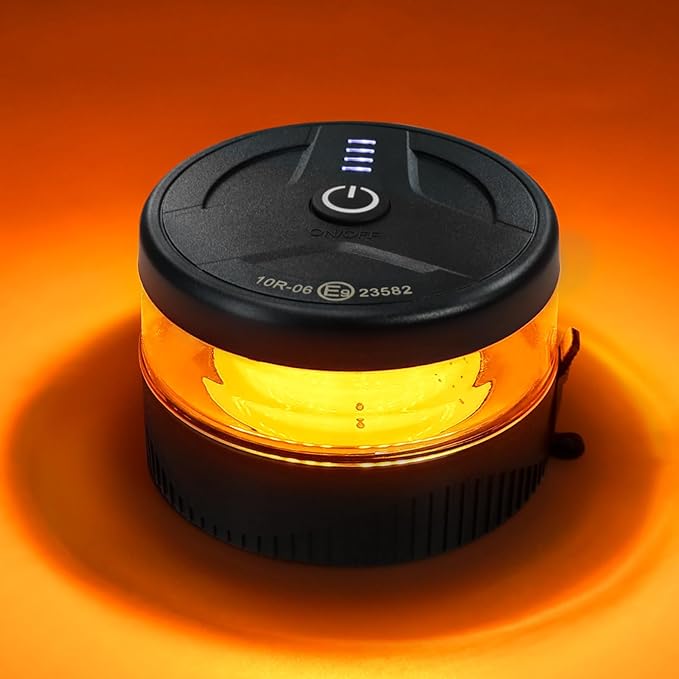 NeaLia Magnetic Wireless Beacon Light, USB-C Strobe Light, Amber | Rechargeable, IP67 Waterproof, Mini Emergency Flashing for Truck, Tractor, Plow, UTV, Golf Cart