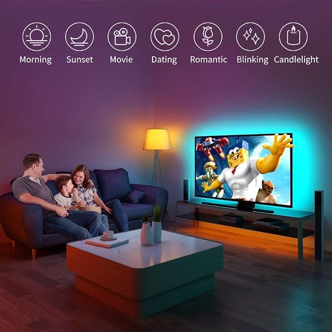 LED TV Backlight,SMY USB LED Strip Light,RGB Multi-Colour LED Light Strip Kit Waterproof IP65, 30LED with Wireless Remote Controller for TV/PC/Laptop Bias Lighting (3.28Ft)