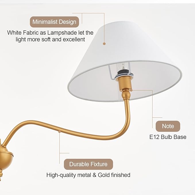 Modern Gold Linear Chandelier for Kitchen Island, 2-Light Linear Light Fixture with Off-White Fabric Shade, Rustic Pendant Light for Dining Room