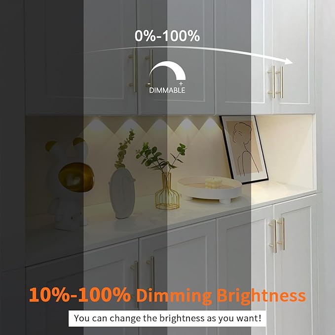 VST Under Cabinet Lights CCT 3000K-6000K, Puck Lights Color Temperature and Brightness Adjustable with Touch Switch and ETL Listed Led Driver, Plug in Led Light for Kitchen Under Cabinet Wardrobe