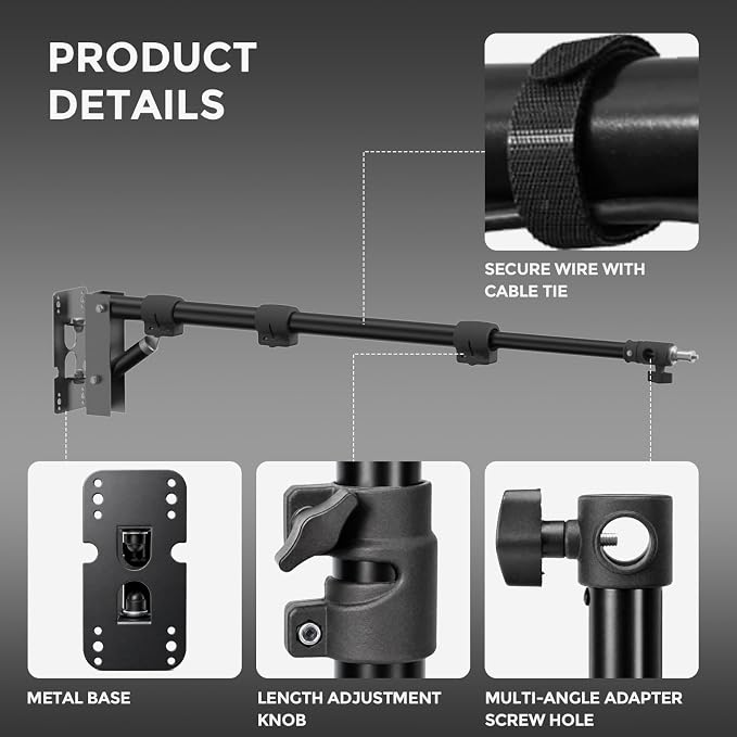 18 Inch Ring Light with Wall Mount Stand, Bi-Color LCD Display 55W 3000-5800K CRI≥97 Light Ring for Video Recording/Photography/Beauty Shop/Tattoo/Barber