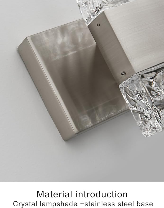 Modern Bathroom Light fixtures Brushed Nickel Dimmable Vanity Lights for Bathroom Crystal LED Bathroom Lighting fixtures Over Mirror 4 Light 6000K
