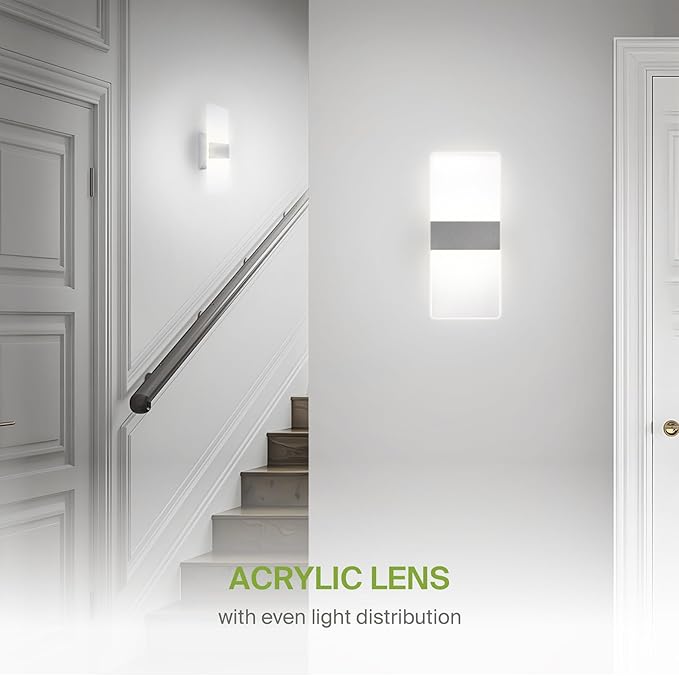 ASD 12 Inch Indoor LED Wall Sconce - 12W 2700K-5000K Dimmable Brushed Nickel Wall Sconce Lights for Living Room, Bedroom, Bathroom, Hallway - Modern Wall Sconces Hardwired, UL Interior Light