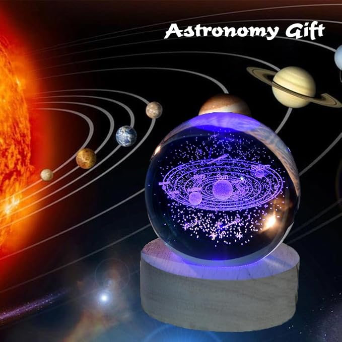 3D Solar System Crystal Ball Space Lover Model Themed Gifts 3D Planets Glass Ball 60mm Decorative Sphere Decor Astronomy Birthday Gift