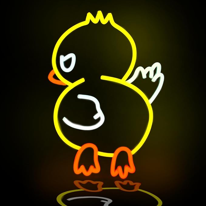 JEDAEMEN Duck Off Neon Signs for Wall Decor Yellow White LED Light Sign | Duck LED Sign Neon Lights Preppy Room Decor Light Up Sign for Birthday Party Decoration USB Powered