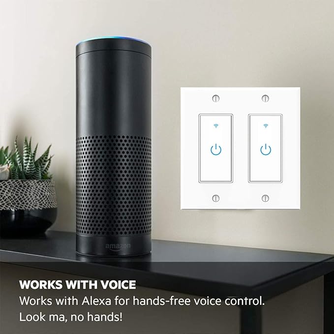 WiFi Light Smart Switch 2 Gang Touch Wall - Compatible With Alexa Google Assistant and IFTTT