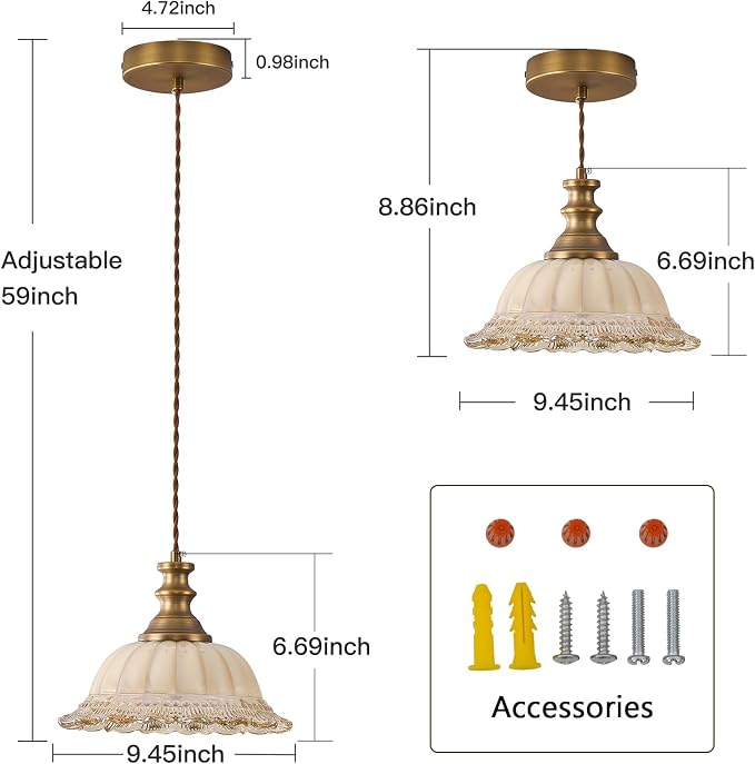 HDDFL Glass Pendant Lights Modern Pendant Lighting Fixtures Hanging Lamp for Kitchen Island Bedroom Dining Room Coffee Shop Hallway Brown and Brass 2 Pack