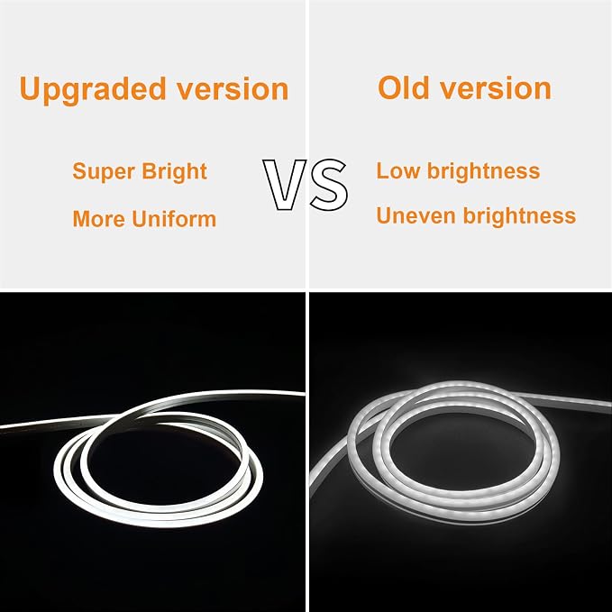 6.56FT White Neon Light Strip, 5V USB White Led Strip Lights with Touch Controller, Flexible Neon Rope Light for Bedroom, Party, Home Decor, Poster Lights