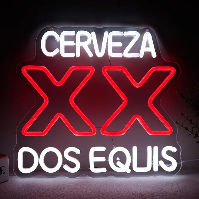 XX Beers Neon Sign Bar Neon Light Retro Wall Art Decor for Man Cave, Bar, Pub, Beer,Home, Kitchen, Bedroom, Living Room, Dining Room, Office, Hotel, Restaurant, Party Gift, XXBeer