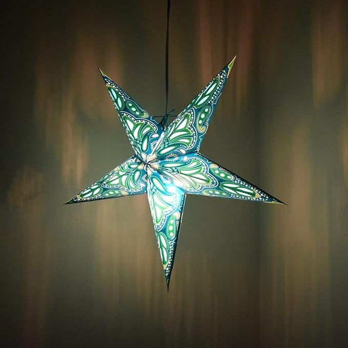 Lotus Paper Star Lantern with 12 Foot Power Cord Included