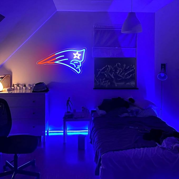 Football Neon Sign for Wall Decor Football Neon Light for Man Cave | Dimmable Rugby Team Logo Led Sign for Bedroom Party Club Bar Dorm Garage Decor Birthday Gifts for Men Size 16.1*8.0 In