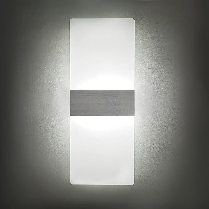 KICAAO Modern Wall Sconces Set of Two, Led Wall Light 10w, 6000k White Light Up Downlight, Hardwired Acrylic Wall Light Lighting, Suitable for Living Room Corridor Bedside (Cool White 6000K 2Pack)