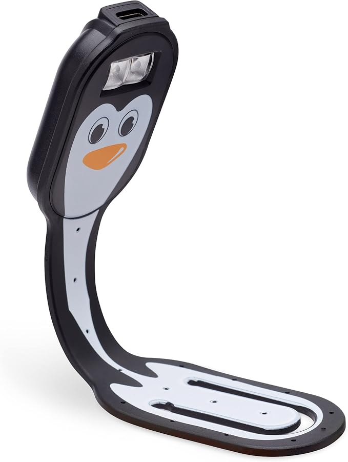 Gifts for Readers & Writers Rechargeable Book Light, Clip On Reading Light for Bed, 2in1 Flexilight & Bookmark, 12 Hours of Light Once Charged, Includes USB Cable & 2 LED Lights, Penguin
