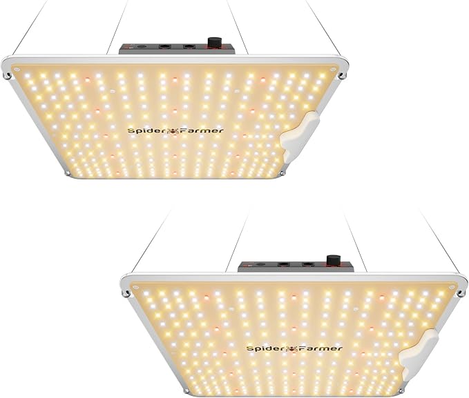 Spider Farmer SF1000 2 Pack LED Grow Lights for Indoor Plants in 2x4 Tent | 200W Dimmable Full Spectrum Grow Light, New-Gen High-Efficiency Diodes 2.5 PPE System for Seed Starting, Vegetables & Bloom