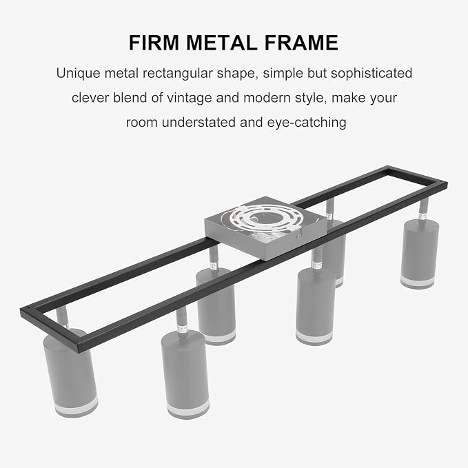 6-Light Track Lighting Fixtures Ceiling, GU10 Black Led Ceiling Spotlight | Modern Track Light Kit for Kitchen Hallway Living Room