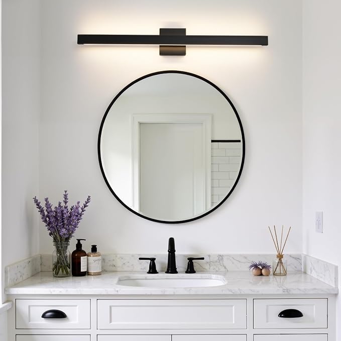 Modern Bathroom Vanity Light Black Bathroom Light Fixture Over Mirror 32 Inch 26W Dimmable 5CCT LED Vanity Light Bar for Bathroom Mirror Cabinets Bedroom