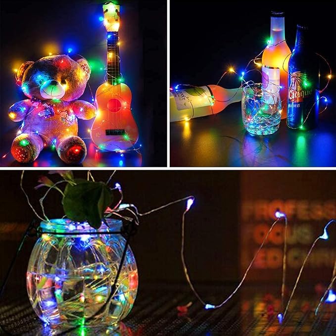 6 Pack LED Fairy Lights Battery Operated 20FT 60 LEDs Silver Wire String Lights Twinkle Lights Starry Fairy Lights for Bedroom Christmas Wedding Party Indoor Outdoor Decorations, Multicolor