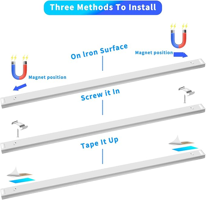LED Cabinet Light Bars Motion Sensor Dimmable Lights Kitchen Closet Shelf | Warm, Natural, Cool White, Stepless Dimming, Stepless Color Changing, IR Remote, Sensor Lighting, Ultra Thin Strip Lights
