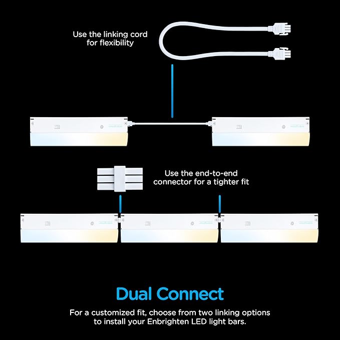 Enbrighten 18 inch Hardwired Under Cabinet Lights, 1275 Lumens, Five White Settings from (2700K-6500K), Full Range Dimmable, Under Counter Light, Linkable Under Counter Lights for Kitchen 82921-T1