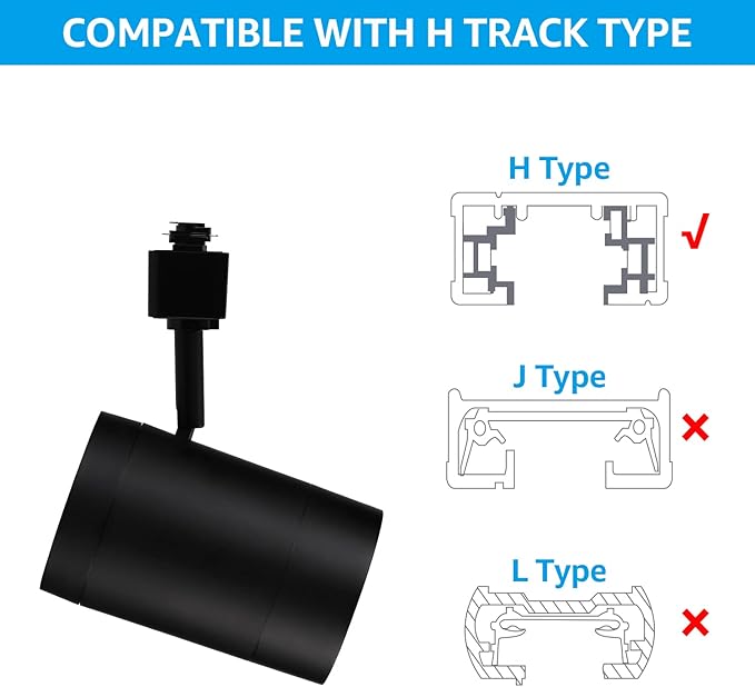 LEONLITE Retail Pro Series 17.5W LED H Track Lighting Heads, ETL Listed, Commercial Dimmable H Track Light Heads for Store Shop Restaurants, CRI90 Track Lighting, 3000K, Matte Black, Pack of 4