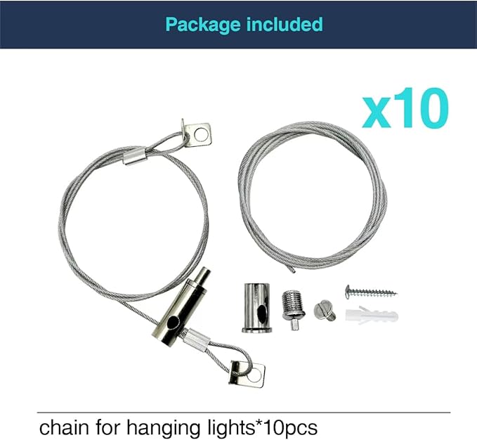 10 Set / 20 pcs Lighting Light Suspension Kit, 5ft Adjustable Luminaire Hanging Wire, 2ft Not Adjustable Steel Cable for Commercial Aquarium LED Panel Light LED Shop Lights Aquarium Lights