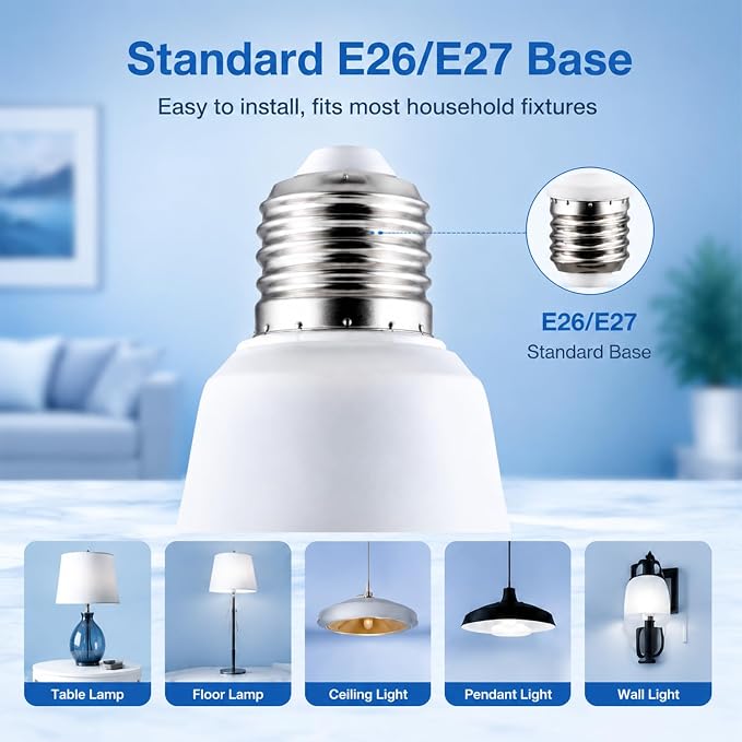 6Pack Rechargeable Emergency Light Bulbs, E26 LED Bulb 3 Mode Adjustable Brightness, Power Outage Light Bulb, Blackout Emergency Lighting for Home, Storm, Camping, Hurricane Preparedness