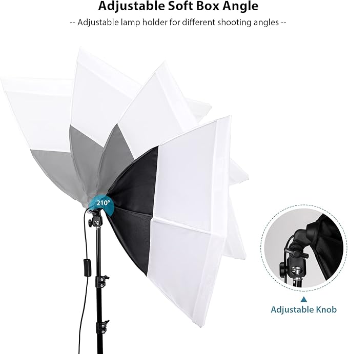 [Upgrade Version] HPUSN Softbox Lighting Kit 26inches Hexagon Continuous Lighting System Photography Studio Light Equipment with 2pcs 85W Bulbs for Live Broadcast, Portrait, Product Photography