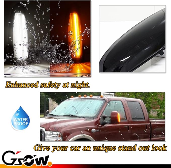2 PCS LED Side Mirror Marker Lights for Ford 2003-2007 F250 F350 F450 F550 F650 Super Duty / 2000-2005 Excursion, LED Sequential Side Mirror Turn Signal Lamp Assembly - Switchback