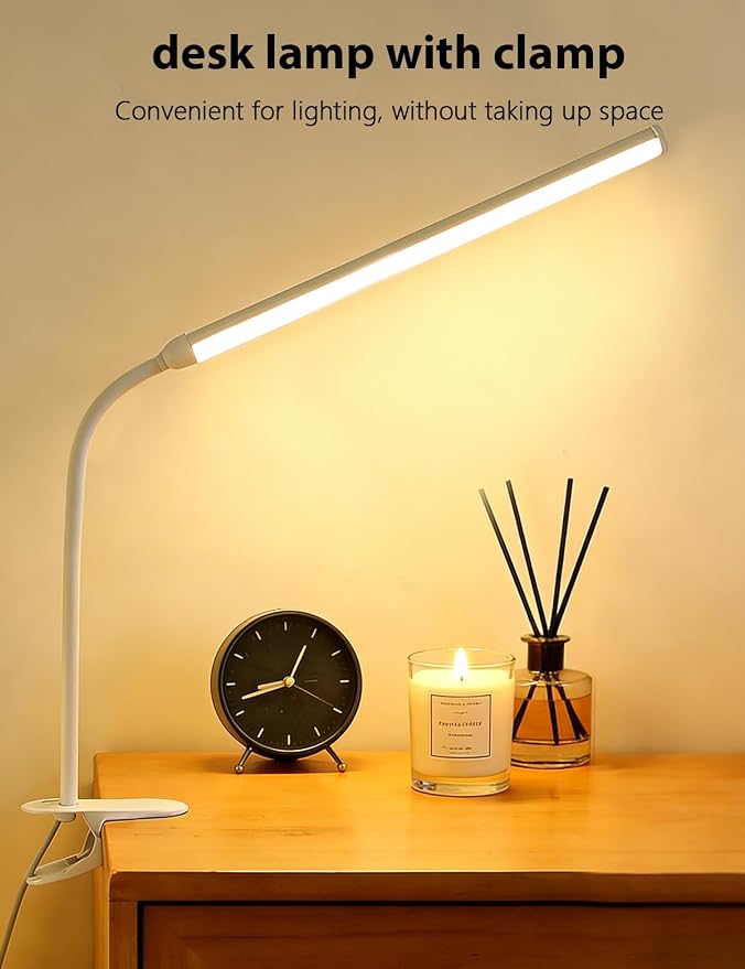 2 Pack LED Clip On Reading Light,Desk Lamp with Clamp,Curved Monitor Light Bar,Bedside Table Lamp for Home Office Bedroom Dorm Study Workbench Task Lighting,Eye Caring Computer Screen Lamp
