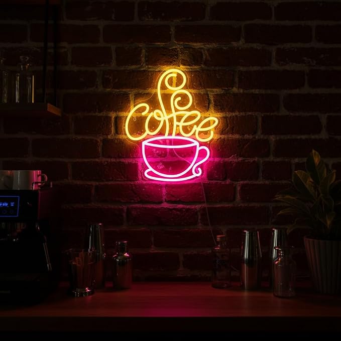 Coffee Bar Neon Sign, Dimmable LED Coffee Wall Light for Coffee Station | USB Powered Coffee Neon Light for Coffee Station, Kitchen, Cafe Shop, Coffee Corner, Home Bar Decor, Gift for Coffee Lovers