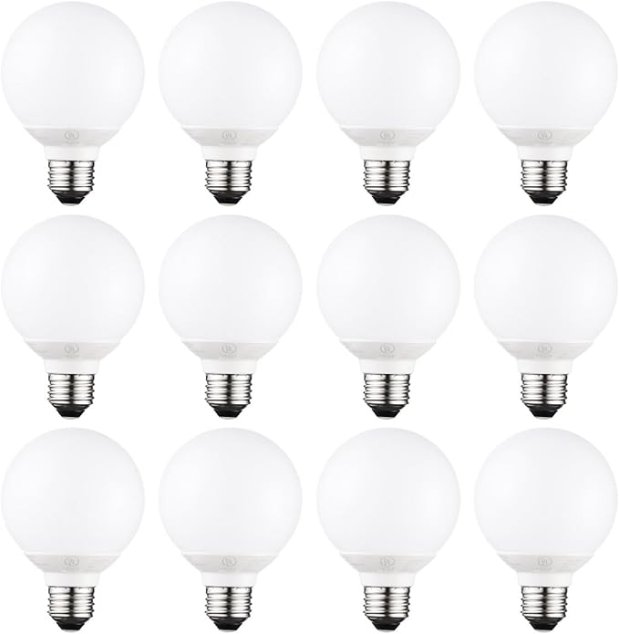 TORCHSTAR 12-Pack G25 LED Light Bulbs, 5W 40W Equivalent, Dimmable 450LM Globe Light Bulbs, 3000K Warm White, E26 Base Decorative Bulb, for Bathroom Vanity or Mirror, UL Listed
