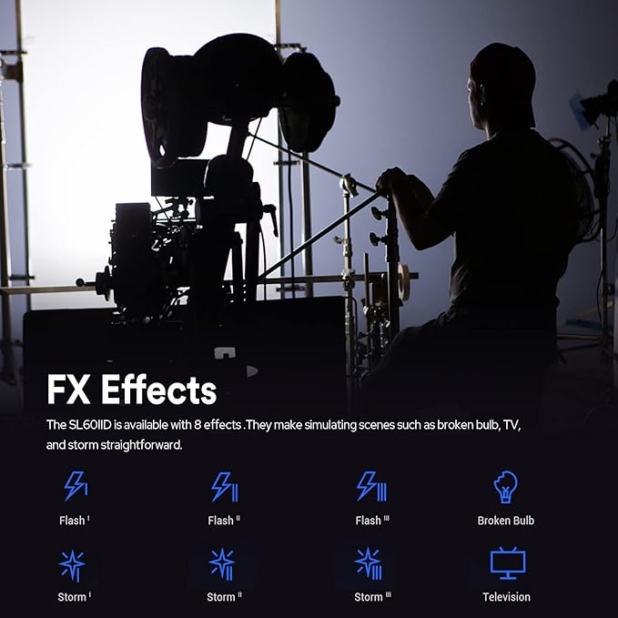 Godox SL60 SL60IID 70W LED Video Light, Cob Video Light Bowens Mount LED Studio Light, Support APP Control, CRI96+ TLCI97+, Daylight 5600K, 18600Lux@1m, Built-in 8 FX Effects, Dimmable Brightness