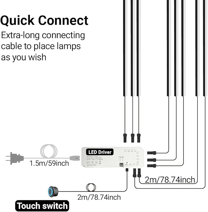 HAMRVL Black LED Recessed Lighting Kit - 8 PCS 3000K Warm White LED Strip Lights with Touch Control, Dimmable Self-Adhesive Wall Panel Lights for Wood Slat Wall Panels, Under Cabinet (Milky Cover)