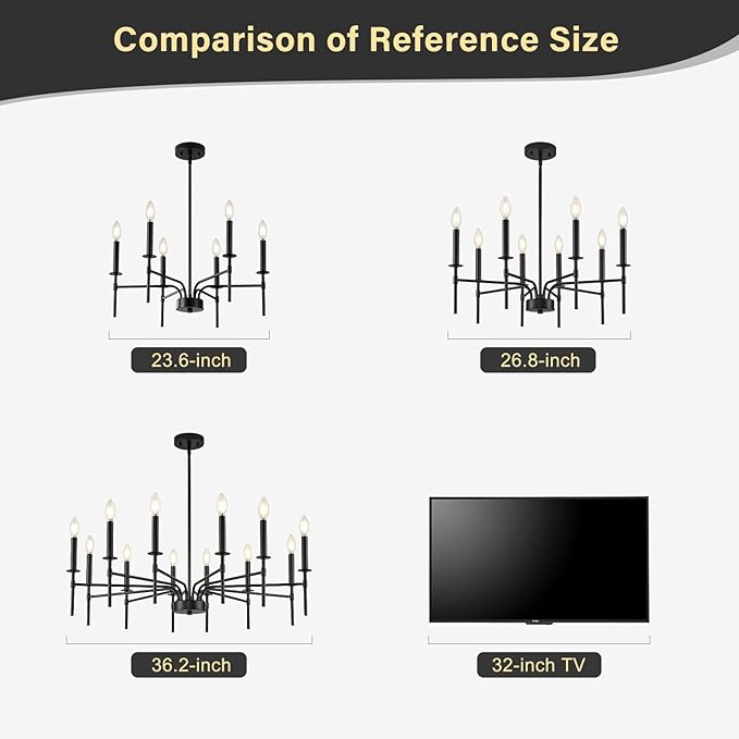 Qamra Black Chandelier,6 Light Farmhouse Dining Room Light Fixture,Small Candle Chandeliers for Dining Room Entryway Foyer Bedroom Kitchen Living Room (Bulbs Not Included)