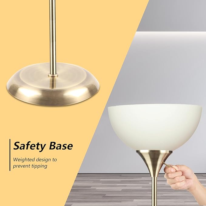 Standing Lamp, Led Floor Lamps for Living Room, Drop-Resistant White Lampshade, Rotary Switch, Industrial Metal Tall Lamp for Living Room Bedroom Study Office Kid's Room (Bronze)