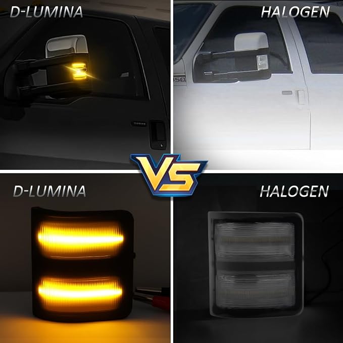 Side Mirror Lights Smoked Lens Amber for 2008-2016 Ford F250 F350 F450 F550 | LED Side Mirror Marker Lights, Amber Turn Signal Mirror Light, Replace OEM Mirror Marker Lamps, Pack of 2