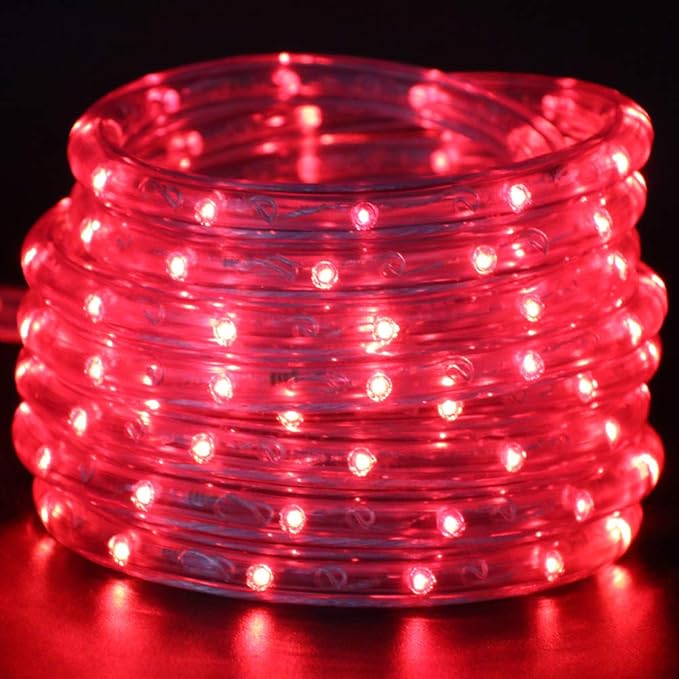 2-Wire Waterproof LED Rope Light Kit, 1/2" Rope Light Outdoor, 110V-120V PVC 30 LED/M Tube Lights Strip for Background, Outdoor, Christmas, Home Decoration (9.9ft/3m, Red)