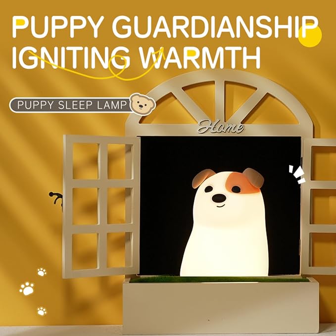Led Cute Puppy Night Light, 7 Colors Dimmable Bedside Lamp, Touch Control Night Lamp with Timer for Kids Adults, Used for Camping Party Room Decor(Puppy)