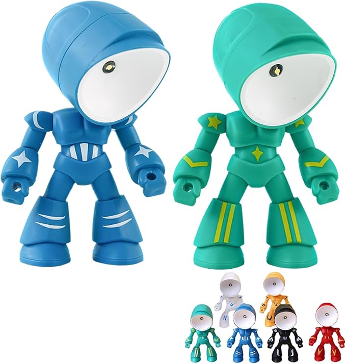 2PCS Lonely Robot Cartoon Cute Robot Design Companion Table Light, LED Mini Night Light, Mini Portable, for Bedroom Office, Thanksgiving Gifts (2pcs-D)