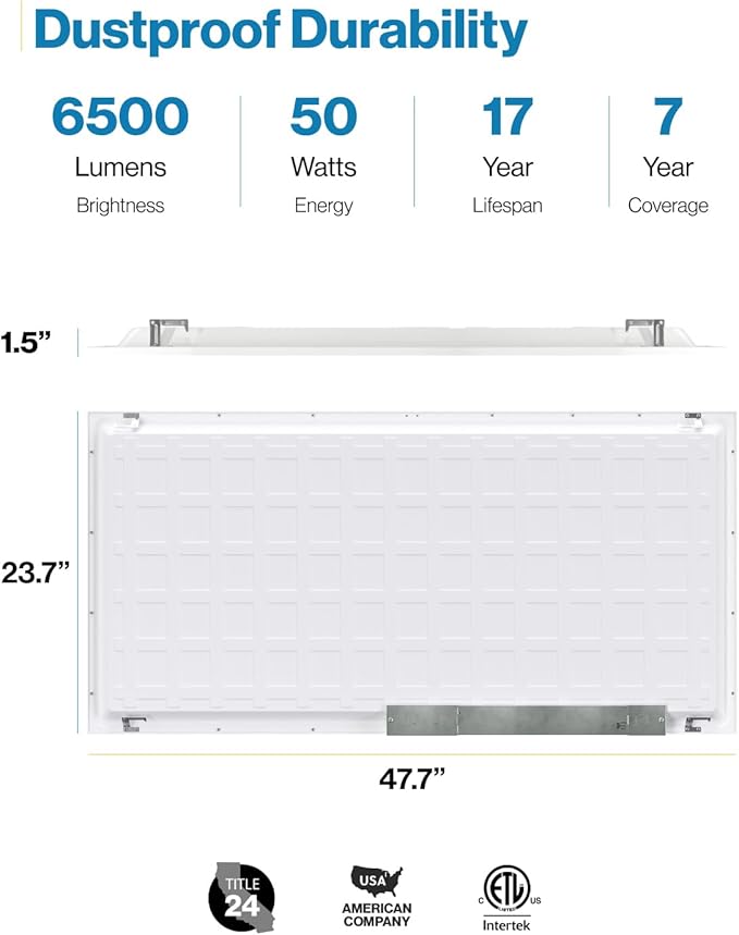 Sunco 2x4 LED Flat Panel Light Drop Ceiling Office Shop Commercial Warehouse Fixture, 6500 Lumens, Selectable Features, 30W/40W/50W, 4000K/5000K/6000K, Dimmable (0-10V), Dustproof ETL 2 Pack.