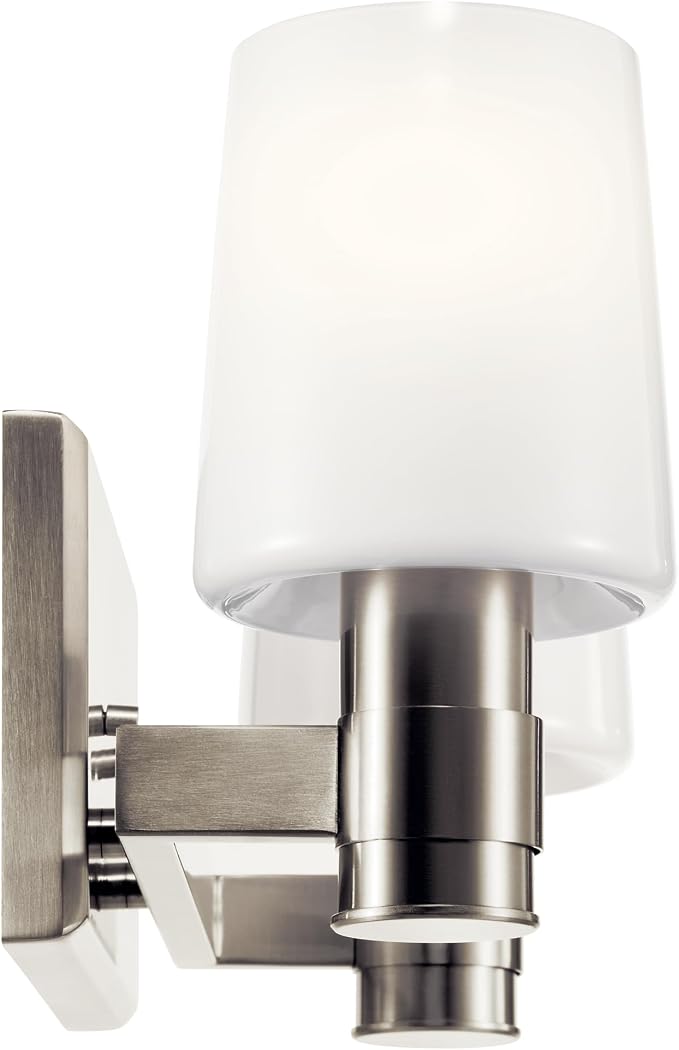 Kichler Adani 2-Light Bathroom Vanity Light, Brushed Nickel | Modern vanity light with opal glass for bathrooms and powder rooms (14.5" x 8.25"), 55175NI