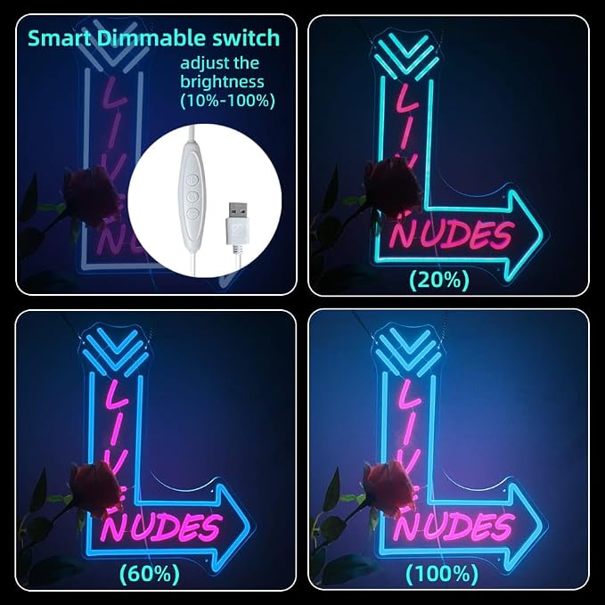 Large Live Neon Sign, LED Signs for Man Cave Wall Decor (20X15in) | USB Powered LED Neon Lights Signs with Dimmer for Bar Office Hotel Pub Cafe Recreation Room Sign